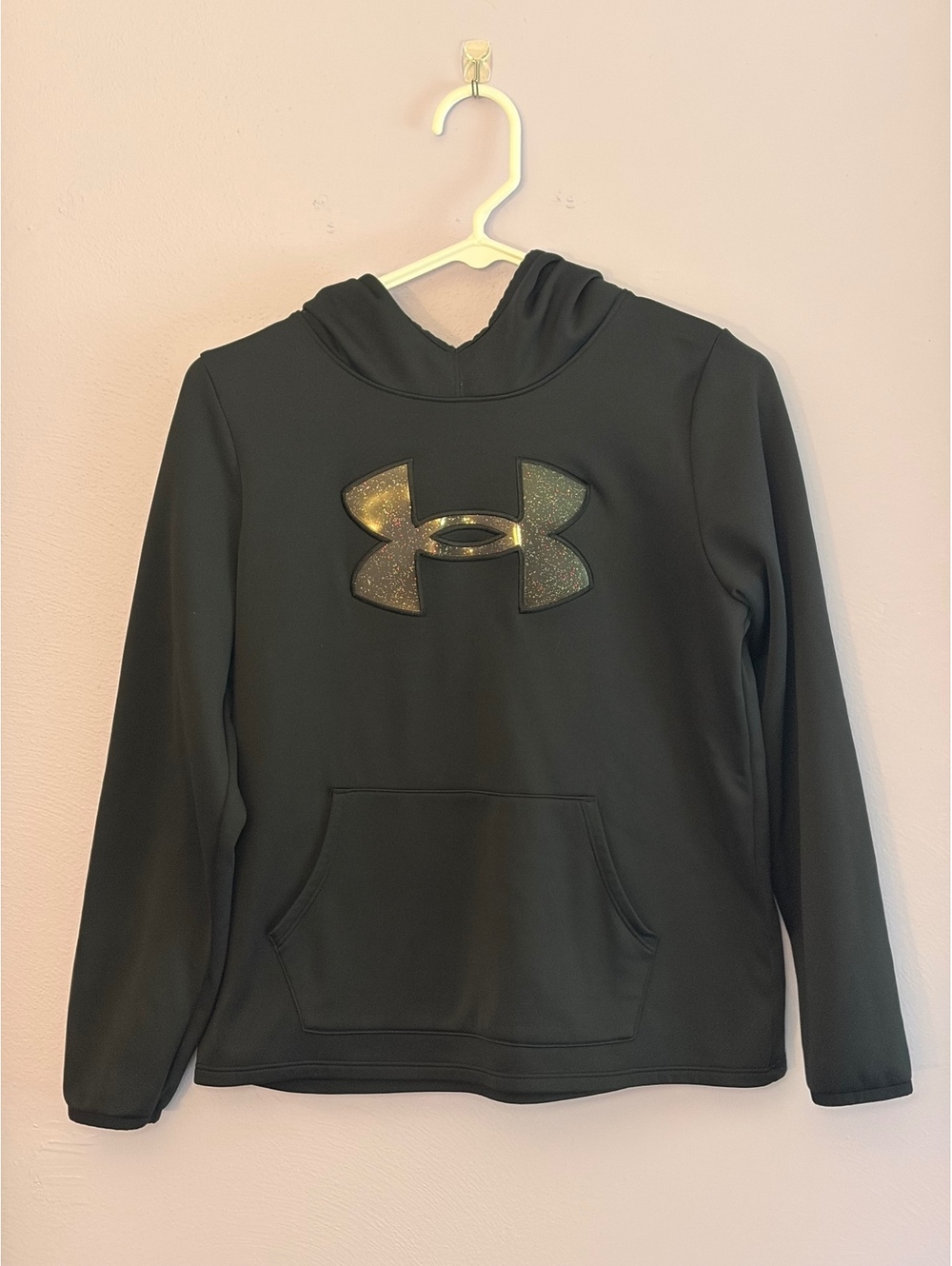 Under Armour Black Loose Fit Hoodie with Sparkle Logo Youth Large